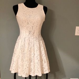 Off white lace mini dress.